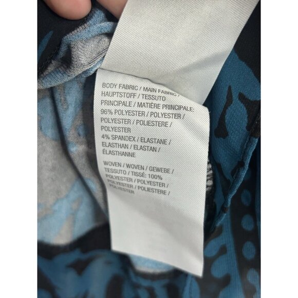 Susan Graver Womens Top Size XL Blue Black Liquid Knit Damask Floral Office - Picture 7 of 7